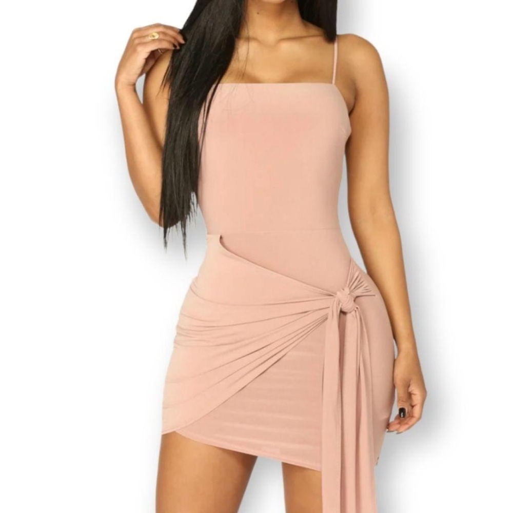 Fashion Nova Blush Asymmetrical Dress